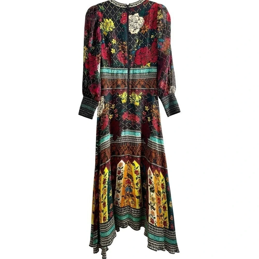 NEW Alice + Olivia Janey V Neck Flare Dress‎ in Mona Multi/Combo $595